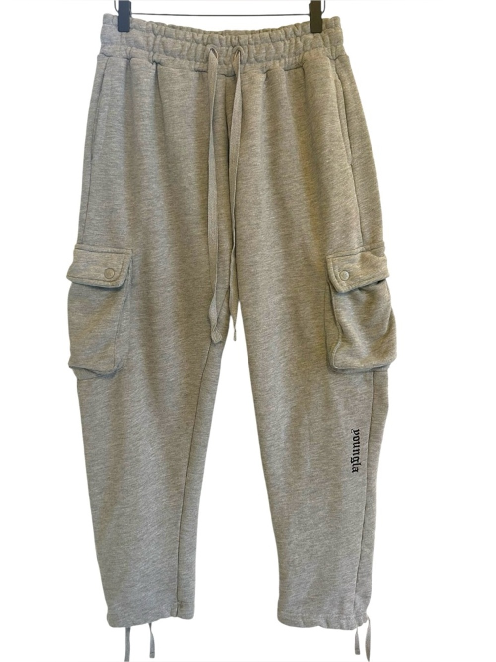 YoungLA Cargo Joggers Men’s Medium Gray Sweatpants Pockets Athletic Gym